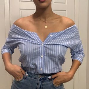 Off the Shoulder Button Up